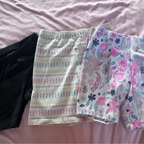 Girls' Shorts Trio - Black, Striped, Floral - Picture 1 of 1